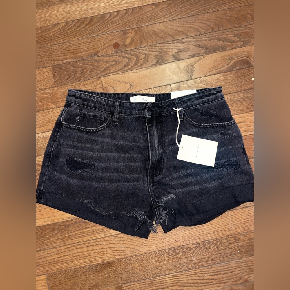 KanCan shorts, black size “Large”,High rise, little stretch, real jeans